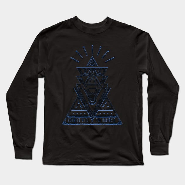 Connect With The Universe - Geometry and Typography Long Sleeve T-Shirt by ddtk